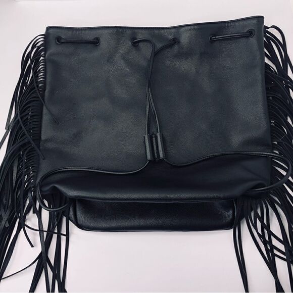 Victoria’s Secret Black Leather Fringe Backpack - Picture 5 of 9